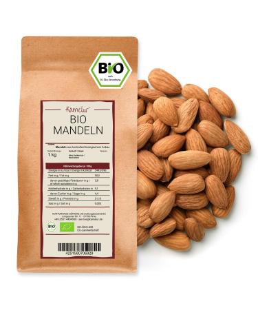 Kamelur 1kg Spanish organic almonds natural whole peeled almonds organic with skin and no additives 1 kg (1 pack)
