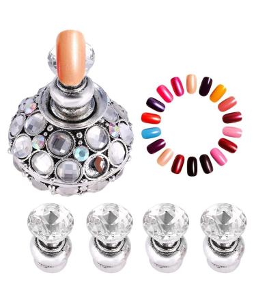 Nail Display Stand - Delaman False Nail Tips Holders Magnetic Nail Art Chess Board UV Gel Polish Manicure Tools for Practice Training (Color : Silver)