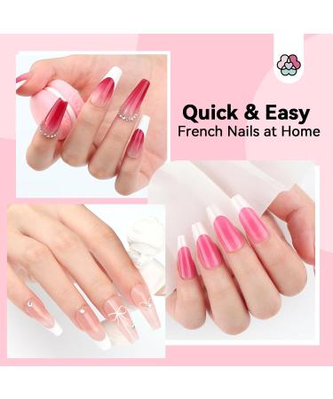 Saviland French Manicure Kit: White French Gel Nail Polish Fast French Tips Guide Stickers Complete French Tip Tool Easy French Nail Brush Home Beginners French Nails 8B-French Manicure Nail Kit2 - Buy Online on SooperMarket.com