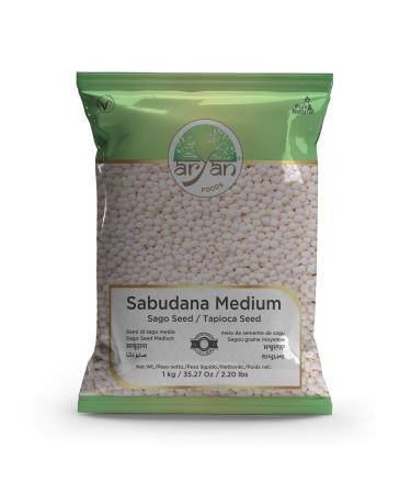 Aryan Tapioca Pearls | Sago Seeds | Sabudana Medium- 1Kg | Natural & Vegan Non GMO No Preservatives & Additives