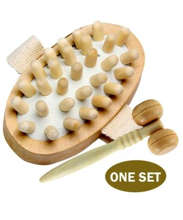 JIAHAO Natural Wood Hand-Held Massager Body Brush for Cellulite Reduction - Set of 2 (Large) - Buy Online on SooperMarket.com