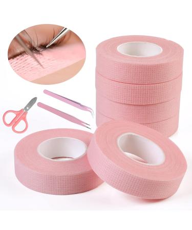 Vaktop Lash Tape Set - 6 Rolls with Tweezers & Scissors for Eyelash Extensions | Breathable & Stylish Pink Lash Tape (0.5 inch x 10 Yards) - Buy Online on SooperMarket.com