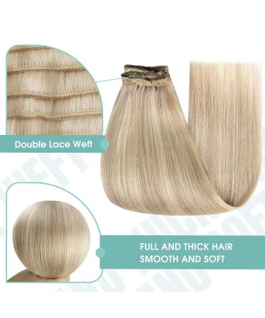 Youngsee Clip-In Hair Extensions - 35cm Real Hair 120g - Ashblond & Platinum Highlights - 7 Pieces - Buy Online on SooperMarket.com
