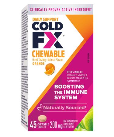 COLD-FX Orange Chewables Ginseng Extract Reduce Chance Cold and Flu Support Immune System - 45 Tablets Orange 45 count (Pack of 1)