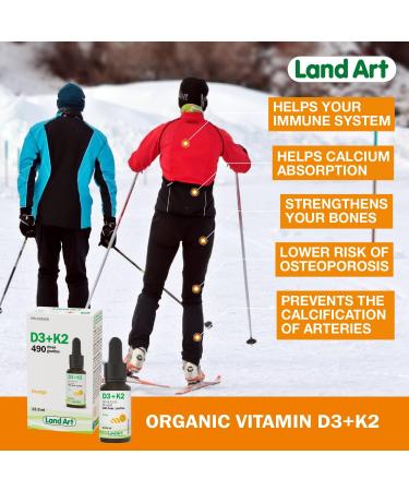 Certified Organic Vitamin D3 & K2 (MK7-Natto) - 490 Drops- Support Your Bones Immune System - Non-GMO - Gluten Free - Made in Canada (13.5 ml (Pack of 1)) - Buy Online on SooperMarket.com
