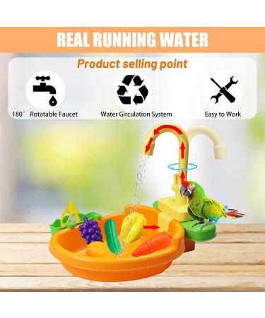 Automatic Bird Bathtub with Faucet - Ideal for Parakeets, Cockatiels, Conures, and Small Birds | SGQCAR New Orange - Buy Online on SooperMarket.com