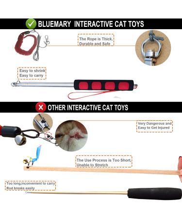 Bluemary Cat Feather Toy Set - 2 Retractable Wand Toys & 4 Rainbow String Teasers | Interactive Indoor Toys for Kittens & Cats - Buy Online on SooperMarket.com