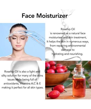 Rosehip Oil 60 ml Natural Cold Pressed Oil Moisturizing Natural Hair Care Brightens Scars Reduces Fine Face Lines Suitable for Face Hair and Body - Buy Online on SooperMarket.com