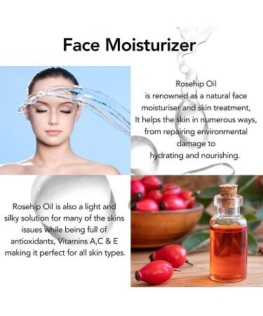 Organic Rosehip Oil (2.02 fl.oz) - 100% Pure Natural Cold Pressed for Face, Skin, & Hair Care - Anti Aging Moisturizer - Buy Online on SooperMarket.com