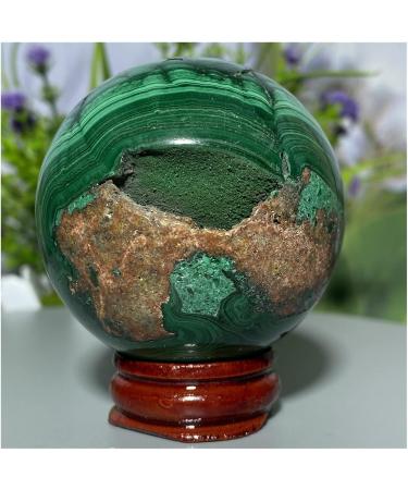 Natural Crystal Rough Natural Sphere Green Malachite Crystal Ball Natural Geode Hand Polished Specimen Reiki Gift Stone Home Decoration 1pc 350-370g - Buy Online on SooperMarket.com