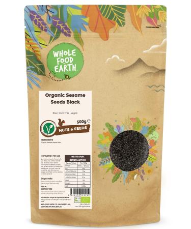 Wholefood Earth Organic Sesame Seeds Black 500g Raw | GMO Free | Vegan | Certified Organic Organic 500g