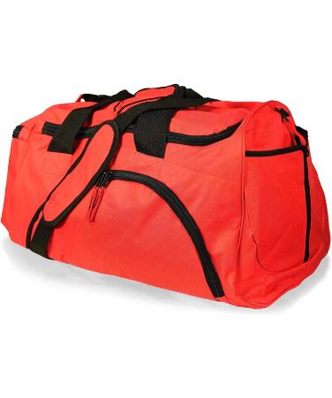 DALIX 24" The Dagger Basketball Duffle Bag Sports Shoe Ball Holder Duffel w Shoulder Strap and Water Bottle Holder Red-Black - Buy Online on SooperMarket.com