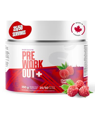 Shop Sante Pre Workout Plus Preworkout Energy Powder 150mg Caffeine Citrulline Beta Alanine Sports Drink Supplement for Men and Women 50 servings - Raspberry