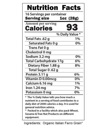 Organic Italian Pearled Farro - Raw  Non-GMO  Vegan  Bulk  Protein  Fiber Rich (10LB) Organic Pearled Farro 10 Pound (Pack of 1) - Buy Online on SooperMarket.com