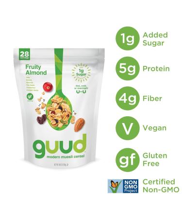 GUUD Fruity Almond Muesli Cereal 40oz (Pack of 4) - Gluten-Free | Oats | Raisins | Almonds | Cranberries | Flax Seeds | Pumpkin Seeds | Vegan | Non-GMO | Kosher Certified - Buy Online on SooperMarket.com