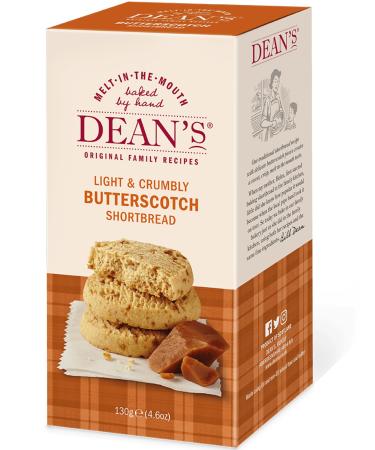 Deans Scottish Butterscotch Shortbread Biscuit - 130g Pack Luxury Butterscotch Shortbread Rounds. Great Flavour & Texture For Dunking In Tea/Coffee. Slowly Baked By Hand To An Original Scottish Recipe