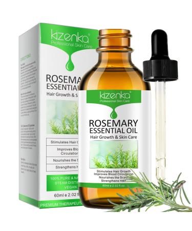 Rosemary Hair Growth Oil Rosemary Essential Oil Rosemary Oil for Hair Growth & Skin Care Improve Hair Loss and Nourishes Scalp Eyebrow and Eyelash Growth for Men and Women 60ml rosemary-60ML