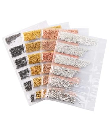 4 Pack Multi-Size Nail Caviar Beads for Nails 3D Nail Art Decorations Micro Mini Metal Nail Beads Design DIY Nails Jewelry Beads(4 Colors)