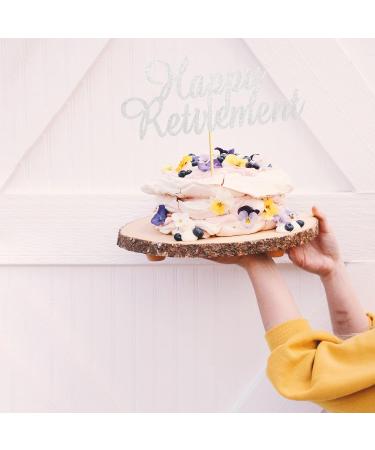 Arthsdite Happy Retirement Cake Topper Retired Cake Pick Retirement Theme Birthday Party Cake Decorations Supplies - Silver Glitter - Buy Online on SooperMarket.com