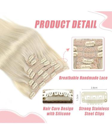 Vlasy Clip in Hair Extensions Human Hair 7 Pieces Grey4# 16 Inch - Seamless Thick Weft Real Human Hair Extensions for Women - Buy Online on SooperMarket.com