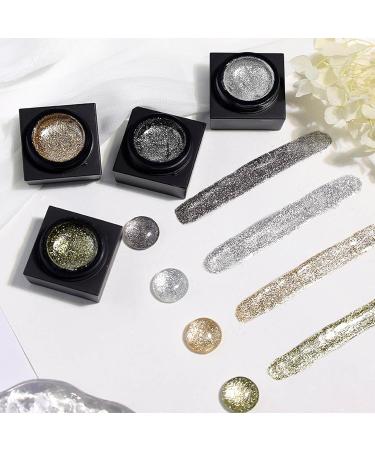 Buy Silver Metal Glitter Gel Nail Polish - 4 Colors | Platinum Gold Silver Black Glitter | Soak Off Gel for DIY Nail Art - Sparkling Nail Polish Liner - Buy Online on SooperMarket.com