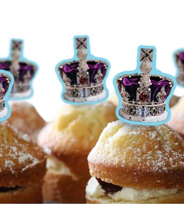 *3 for 2 offer* Cakeshop 24 x 4cm King Charles III 3rd Coronation Stand-Up Crown Photo Edible Cupcake Toppers Cake Decorations - Premium Wafer Precut