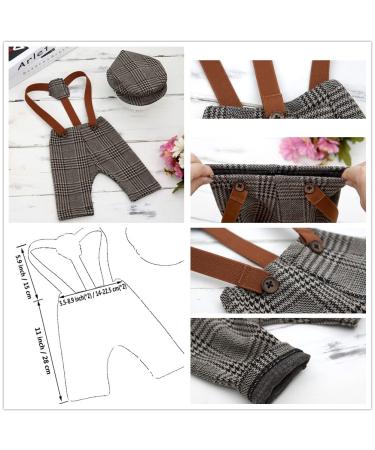 Baby Photography Props Newborn Boy Photo Shoot Outfits Infant Gentleman Suit Lattice Outfit Hats (Coffee) A-coffee - Buy Online on SooperMarket.com