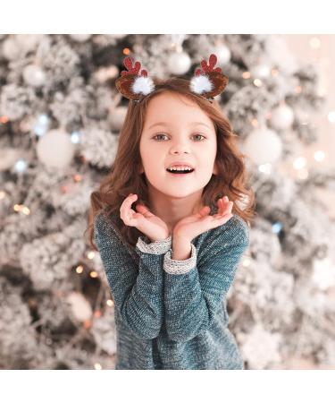 WLLHYF 4PCS Christmas Reindeer Antler Hair Clips with Pom Balls - Festive Party Cosplay Hair Accessories for Girls and Women - Buy Online on SooperMarket.com