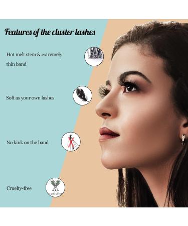 SISILILY Individual Lashes Cluster 50 Pcs Kit | DIY Reusable 3D Eyelash Extension | Soft Natural C CC D Curl Individual Eyelashes with Glue | 10/12/14/15/16mm Length - DM12 - Buy Online on SooperMarket.com
