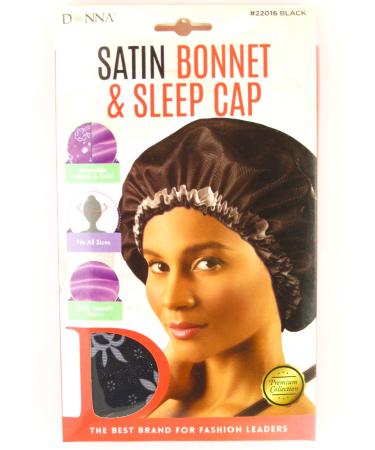 Donna Premium Collection Reversible Satin Bonnet & Sleep Cap - Black