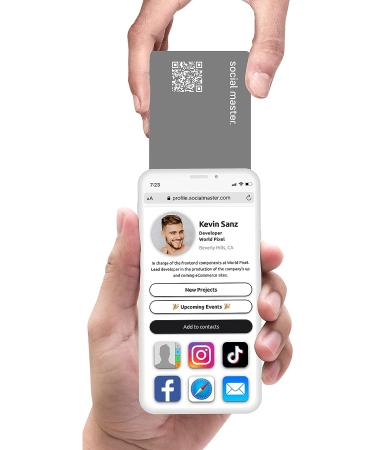 Social Master NFC Business Card - Instant Contact and Social Media Sharing - Gray - iOS and Android Compatible - Buy Online on SooperMarket.com