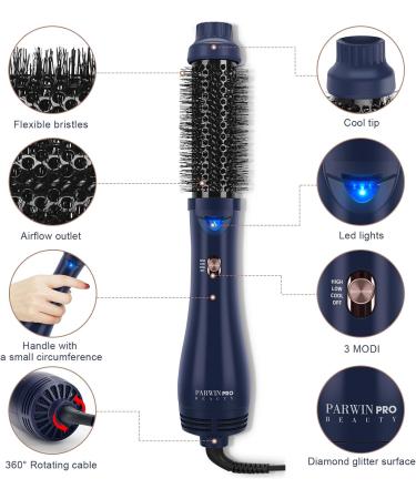 PARWIN PRO One-Step Hair Dryer Brush: 4-in-1 Hot Brush for Styling, Volumizing, and Straightening - 1000W Prussian Blue - Buy Online on SooperMarket.com