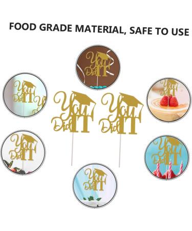 CHILDWEET 10pcs 2021 Graduation Cake Arrangement Trencher Cake Toppers 2021 Graduation Photo Booth Props Dessert Picks High Grad Paper Cups Party Cake Topper Food Insert Card Golden 13x13.5cm - Buy Online on SooperMarket.com