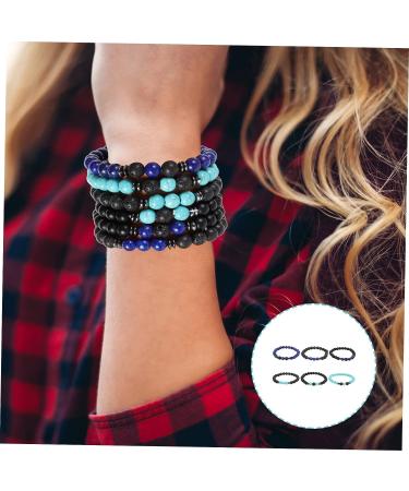 Healvian 12 Pcs Volcanic Stone Bracelet Set - Anti Nausea & Motion Sickness Jewelry for Women - Obsidian Magnetic Therapy Anklet & Wrist Chain - Assorted Colors - Buy Online on SooperMarket.com