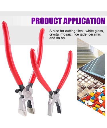 Swpeet Heavy Duty Breaker Grozer Pliers and Glass Running Pliers Kit - Perfect for Stained Glass | Flat & Curve Jaws with Rubber Tips - Buy Online on SooperMarket.com