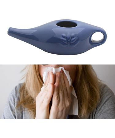 250ml Ceramic Pot Nose Cleaning Pot for Removes Nose Washing Blue 19x9x6cm - Buy Online on SooperMarket.com