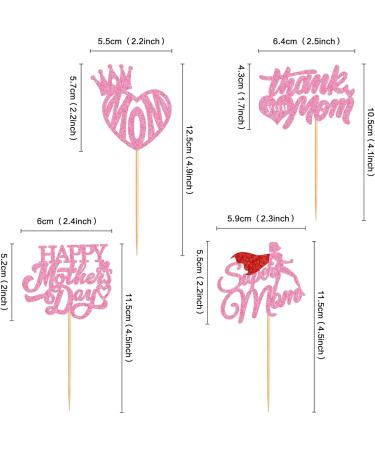 Cyodoos 24 Pcs Happy Mothers Day Cupcake Toppers Glitter Cake Toppers Cupcake superman Thank you Mom Happy Birthday Party Supplies Decorations Pink - Buy Online on SooperMarket.com