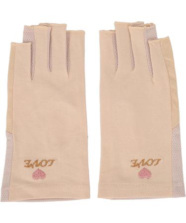 Manicure Gloves UV Protection Stretchy Breathable Fingerless Fiber Cotton Nail Lamp Gloves for Home Salon Grey (Light Yellow) - Buy Online on SooperMarket.com