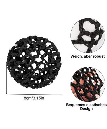 3-Piece Hair Network Crystal Bun Set | Stylish Hairstyles for Ballet Gymnastics & Sports | Black Fabric Bunting for Kids - Buy Online on SooperMarket.com
