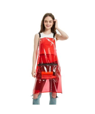 MIKI WELL Hair Stylist Apron - Adjustable Apron with Pockets Red