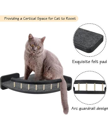 Cat Hammock with 3 Steps - Wall Mounted Cat Climbing Shelf & Scratching Post - Indoor Cat Shelves and Perches - Plush Covered - Black - Buy Online on SooperMarket.com