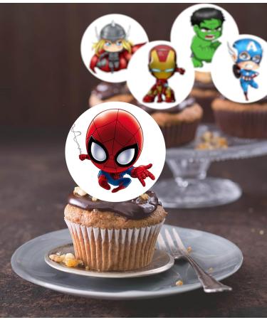 Pre-Cut Superheroes 1A Edible Stand up Wafer Paper Cupcake Toppers Cake Decorations Birthday Party Superhero Mix (12) - Buy Online on SooperMarket.com