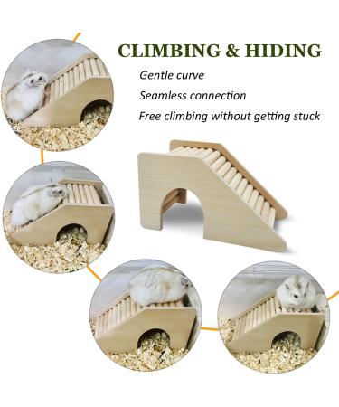 Eyksta Wooden Hamster House with Stairs - Cozy Hideout & Ladder Toy for Hamsters (17x8.5x9) - Ideal Hamster Accessories - Buy Online on SooperMarket.com