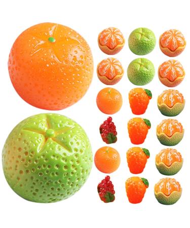 KOMBIUDA 24pcs Artificial Fruit Realistic Fruit Decoration Kitchen Wedding Decoration Jewelry Making Fruits Hair Clips Charm Fake Orange Kid Jewelry Resin Fruit Ornaments Child Lemon Mini
