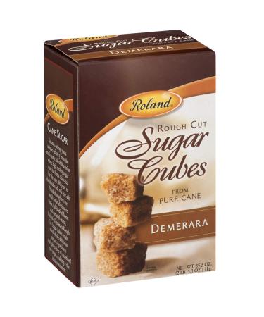 Roland Foods Demerara Rough Cut Brown Sugar Cubes, Sugar in the Raw, 35.2 Oz Rough Cut Brown 2.2 Pound (Pack of 1)