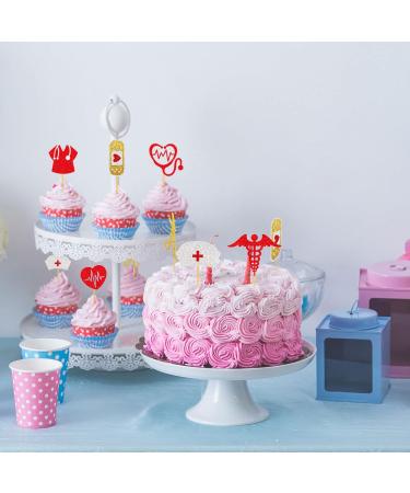 Whaline 25Pcs Nurse Theme Cupcake Toppers Glitter Stethoscope Heartbeats Cupcake Food Sticks Thank You Nurses Paper Cake Picks for Nurse Graduation Retirement Party Supplies Cake Decoration 9 Design - Buy Online on SooperMarket.com