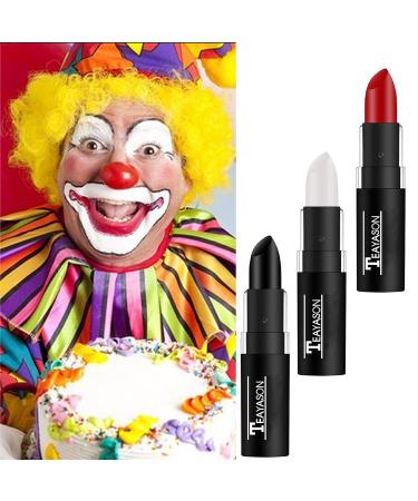 3Pcs Clown Makeup Sticks - Black, White & Red for Halloween & Sports | Sweatproof & Long Lasting - Buy Online on SooperMarket.com