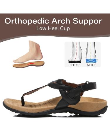 Women's Orthopedic Sandals with Arch Support - Athlefit Comfortable Orthotic Flip Flops in Black (Size 8.5) - Buy Online on SooperMarket.com