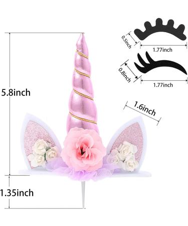 Unicorn Cake Topper for Girls First Birthday - Pink Horn with Eyelashes - Birthday Party Supplies and Decorations - Buy Online on SooperMarket.com