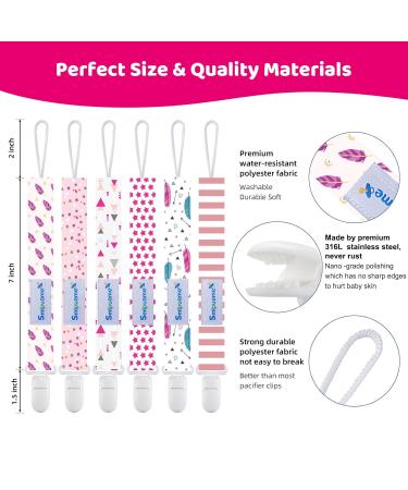 Buy Smlpuame Baby Pacifier Chain for Girls - 6 BPA-Free Fabric Clips in Pink & Gray | Perfect Gift for Newborns - Buy Online on SooperMarket.com